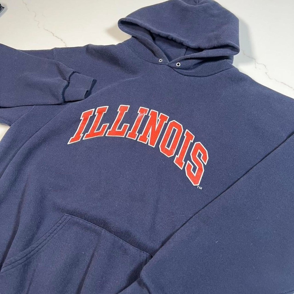 Lee Illinois Hoodie Mens XL Navy Blue Heavyweight Fighting Illini Sweatshirt